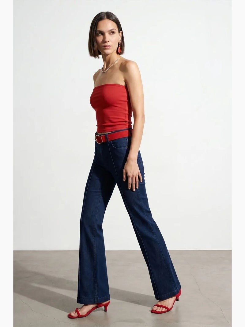 Dames strapless crop bandeautop dilvin Rood - Kiabi