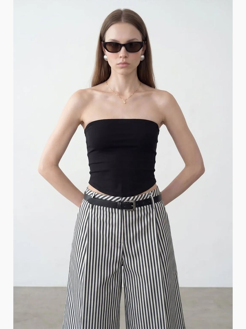Dames strapless crop bandeautop dilvin Zwart - Kiabi