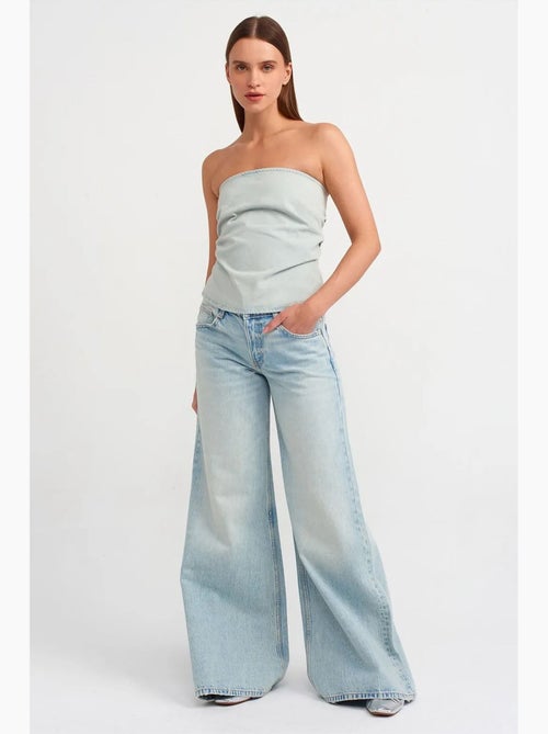 Dames strapless cropped denim top dilvin - Kiabi Dames strapless cropped denim top dilvin - Kiabi