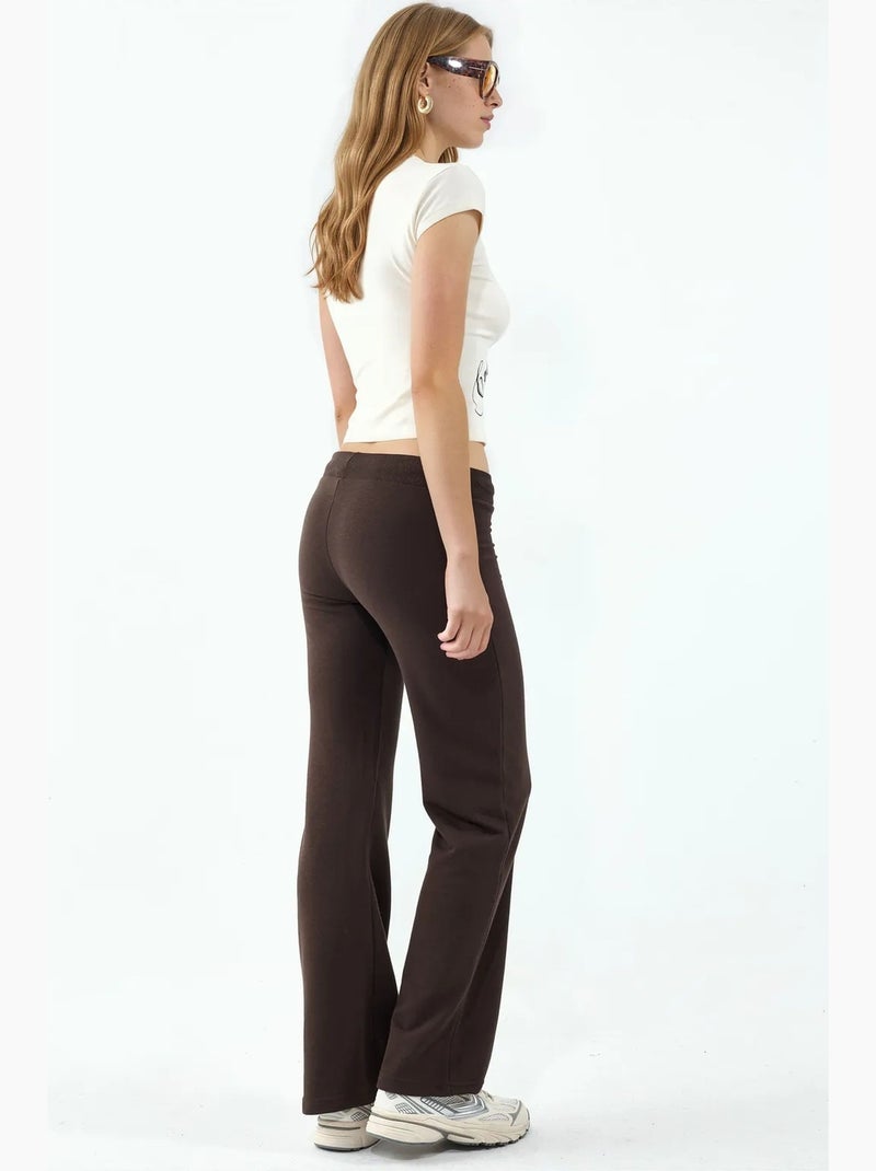 Dames sweatpants met rechte pijp busem Bruin - Kiabi