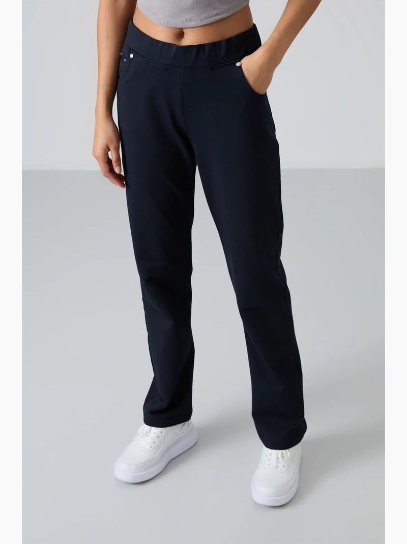 Dames sweatpants met rechte pijp tommy Marineblauw - Kiabi