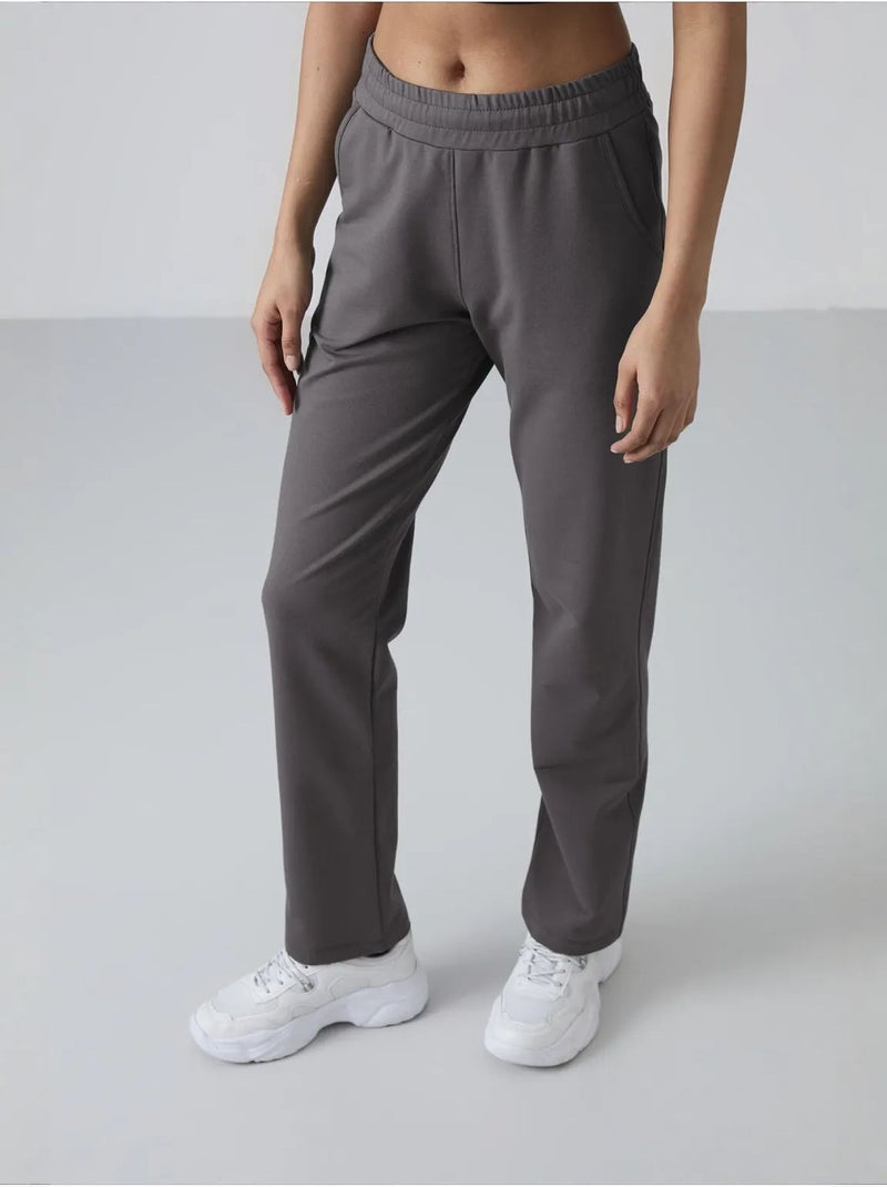 Dames sweatpants met rechte pijp van fleece tommy Grijs Zwart - Kiabi