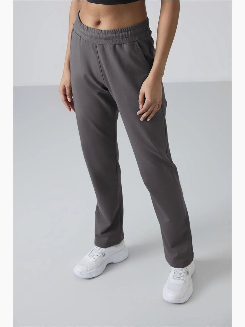 Dames sweatpants met rechte pijp van fleece tommy Grijs Zwart - Kiabi