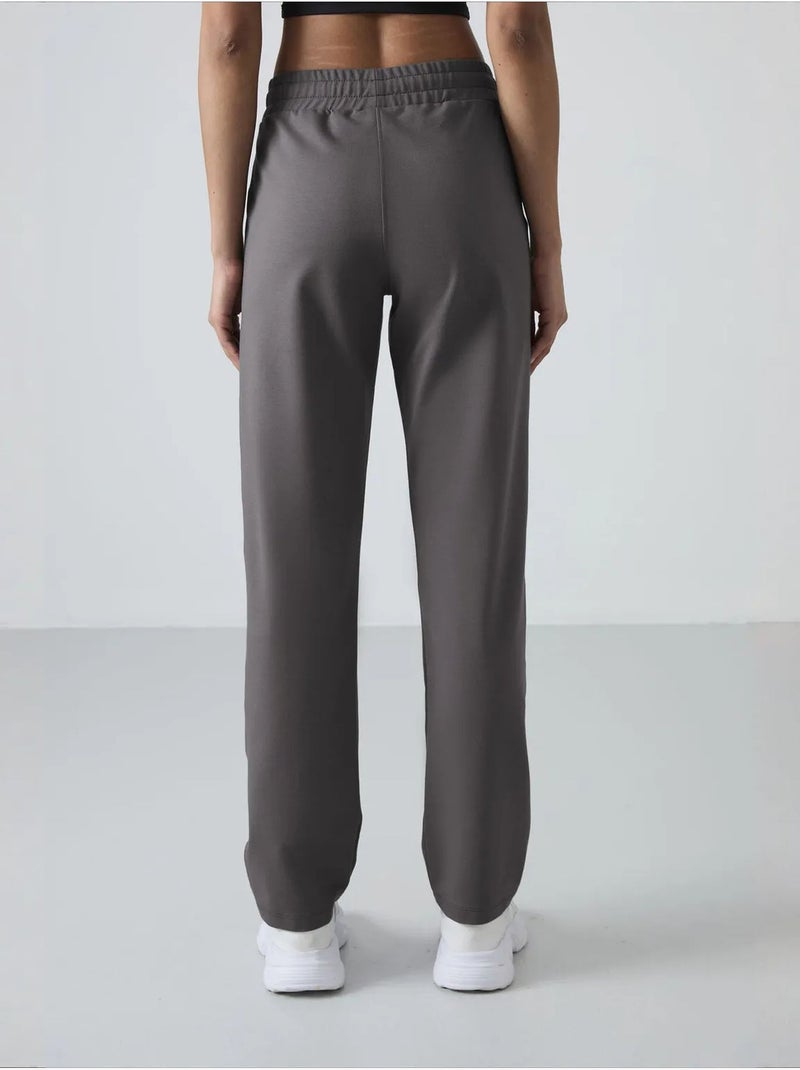 Dames sweatpants met rechte pijp van fleece tommy Grijs Zwart - Kiabi