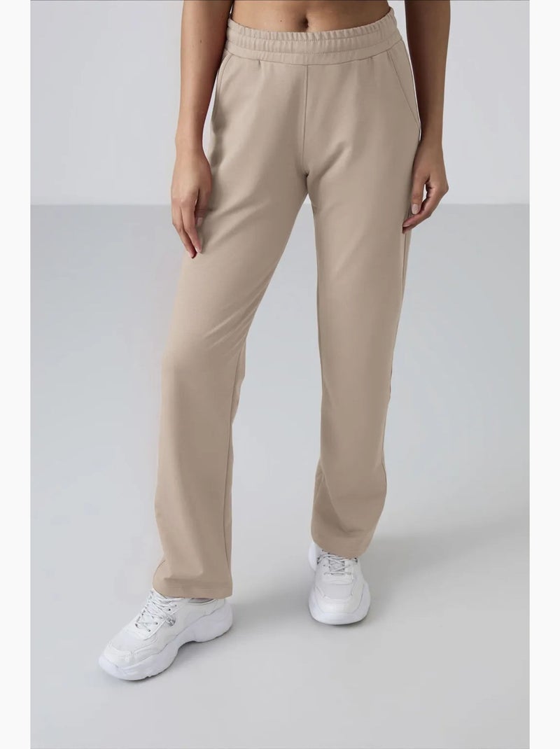 Dames sweatpants met rechte pijp van fleece tommy Klei-beige - Kiabi