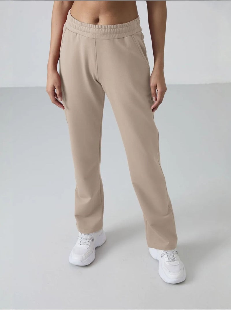 Dames sweatpants met rechte pijp van fleece tommy Klei-beige - Kiabi