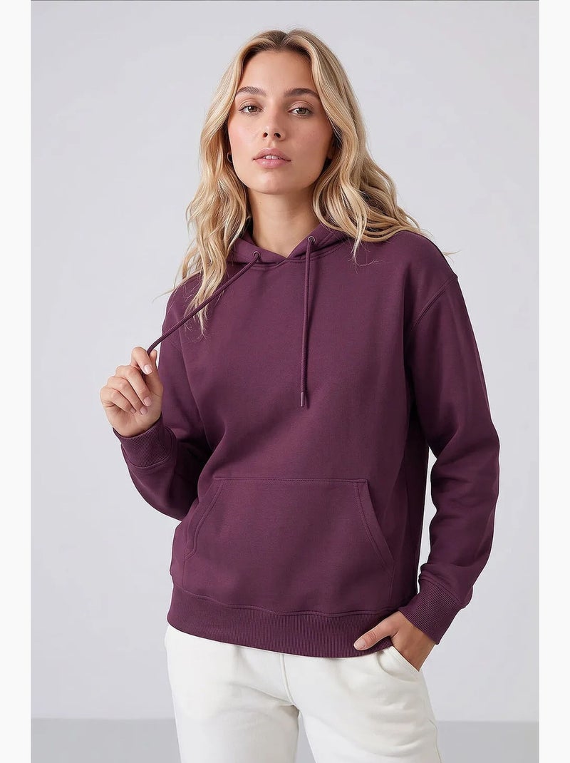 Dames sweatshirt met capuchon tommy Paars - Kiabi