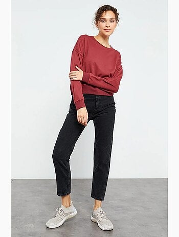 Dames sweatshirt met ronde hals, relaxed tommy