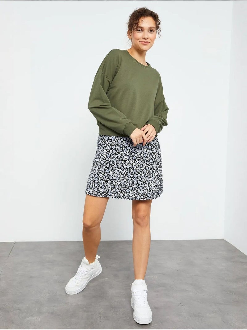 Dames sweatshirt met ronde hals, relaxed tommy Kaki - Kiabi
