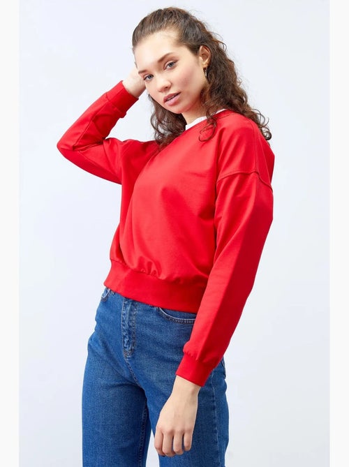 Dames sweatshirt met ronde hals, relaxed tommy - Kiabi