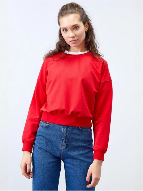 Dames sweatshirt met ronde hals, relaxed tommy - Kiabi