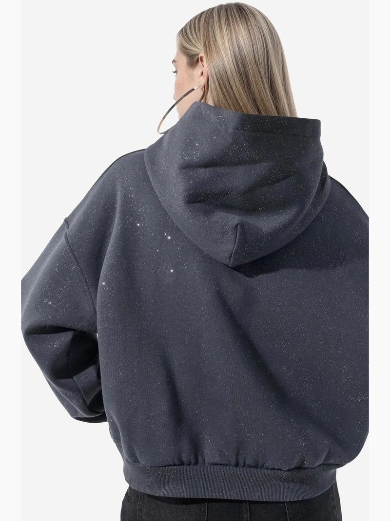 Dames sweatshirt van katoenmix busem Grijs Zwart - Kiabi