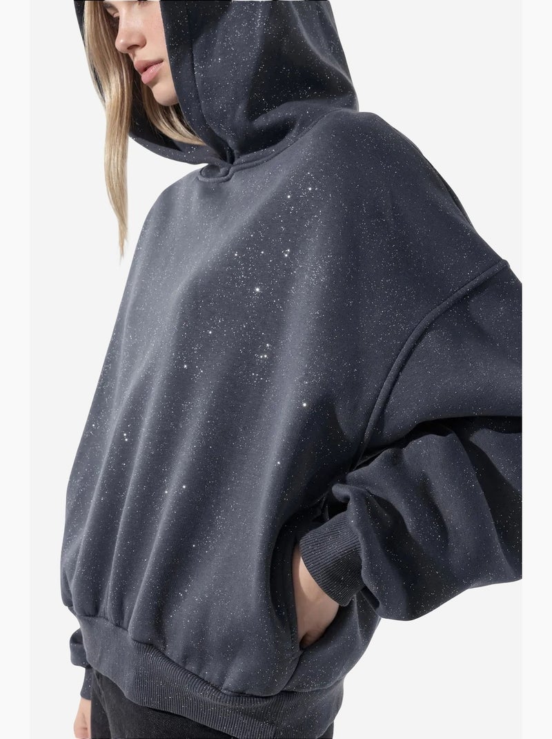 Dames sweatshirt van katoenmix busem Grijs Zwart - Kiabi