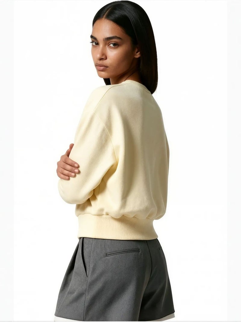 Dames sweatshirts van katoenmix busem Citroengeel - Kiabi