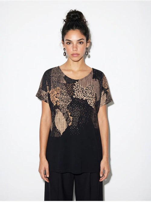 Dames t-shirt met abstracte print en v-hals lucci - Kiabi