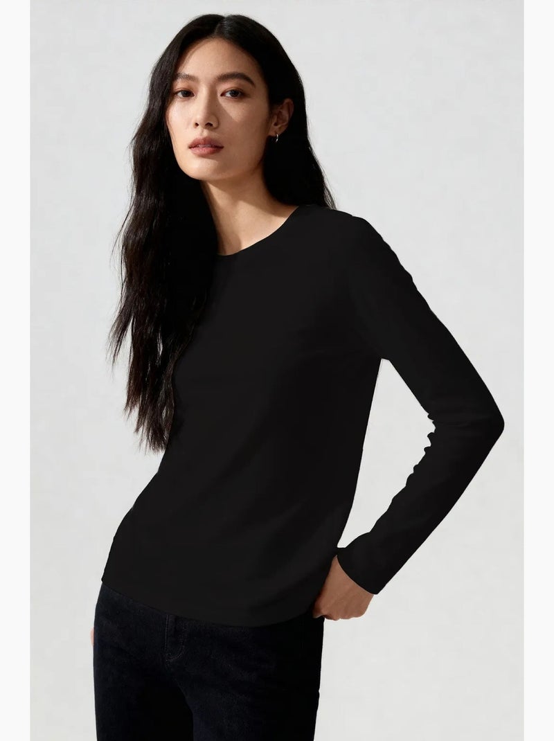 Dames t-shirt met lange mouwen en ronde hals tommy Lichtgrijs - Kiabi