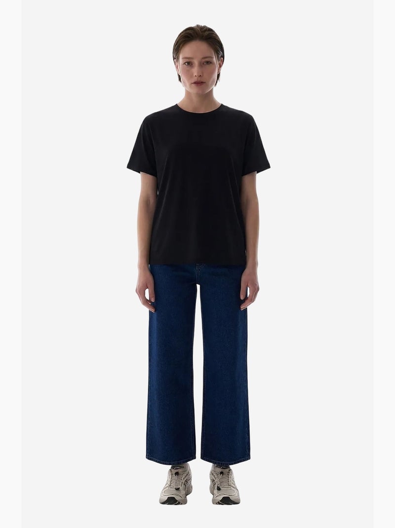 Dames t-shirt met ronde hals penti Zwart - Kiabi