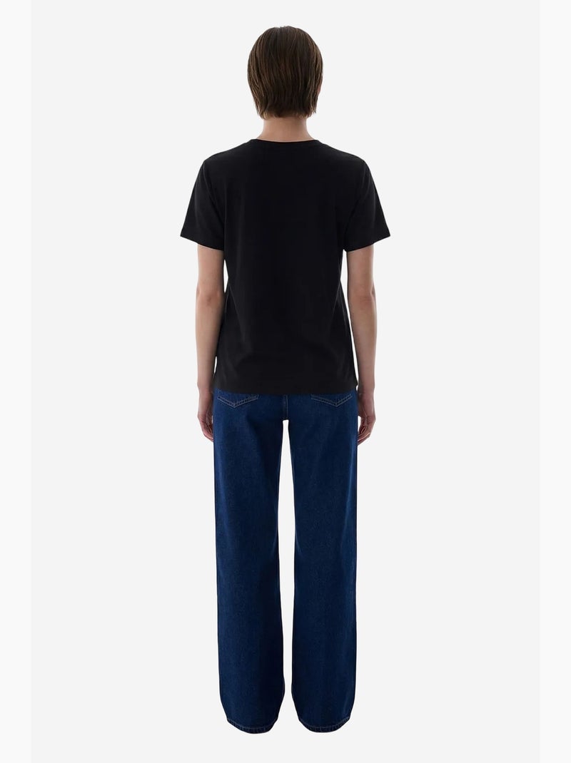 Dames t-shirt met ronde hals penti Zwart - Kiabi