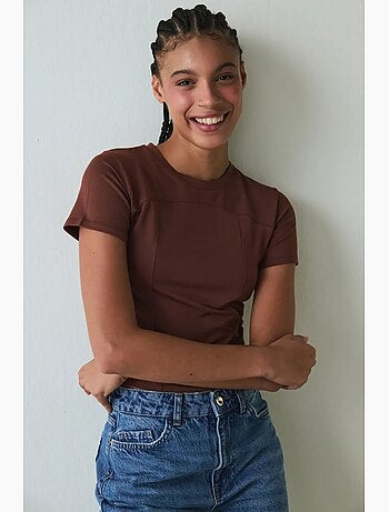 Dames t-shirt met ronde hals slim fit modal penti