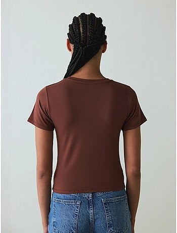 Dames t-shirt met ronde hals slim fit modal penti