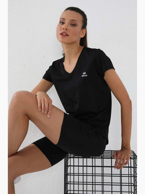 Dames t-shirt met v-hals en korte mouwen tommy - Kiabi