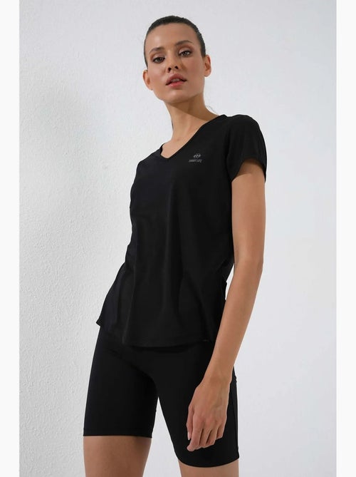 Dames t-shirt met v-hals en korte mouwen tommy - Kiabi