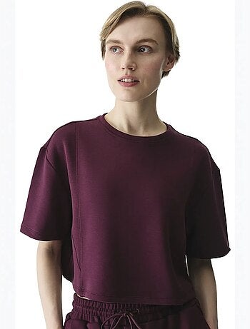 Dames t-shirt silky feel met sierstiksels penti