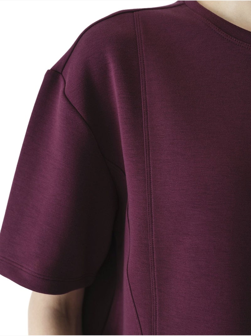 Dames t-shirt silky feel met sierstiksels penti Bordeauxrood - Kiabi
