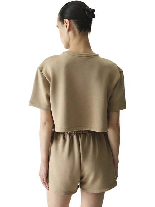 Dames t-shirt silky feel met sierstiksels penti - Kiabi