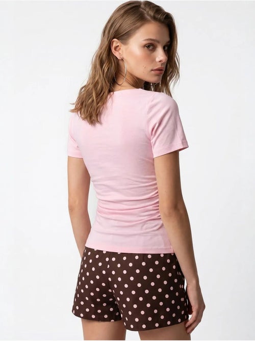 Dames t-shirt slim fit met boothals mixray - Kiabi