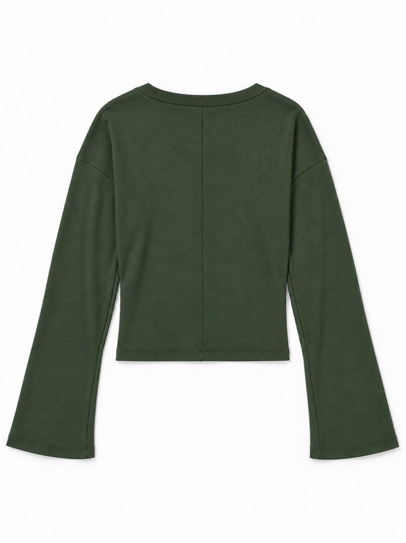 Dames t-shirt van katoen en elastaan busem Donkergroen - Kiabi