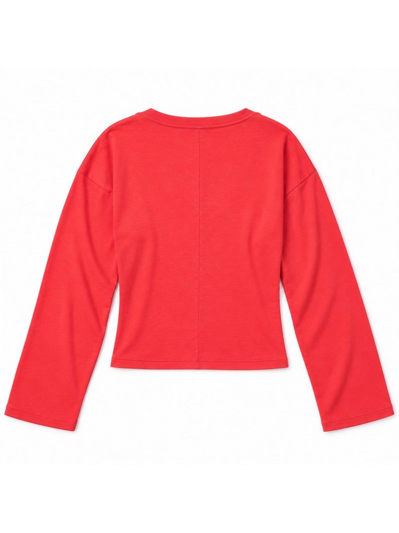 Dames t-shirt van katoen en elastaan busem Oranje - Kiabi