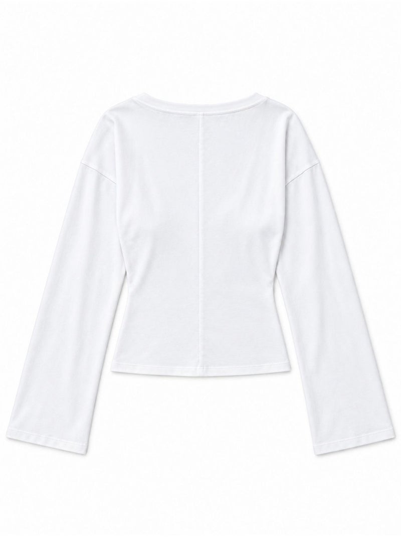 Dames t-shirt van katoen en elastaan busem Wit - Kiabi