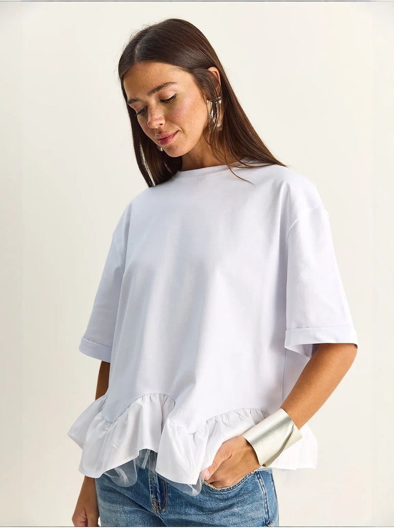 Dames t-shirt van katoen en elastaan lucci Wit - Kiabi