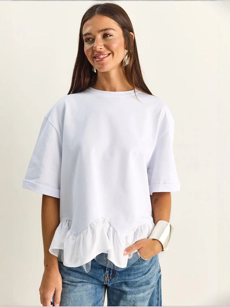 Dames t-shirt van katoen en elastaan lucci Wit - Kiabi