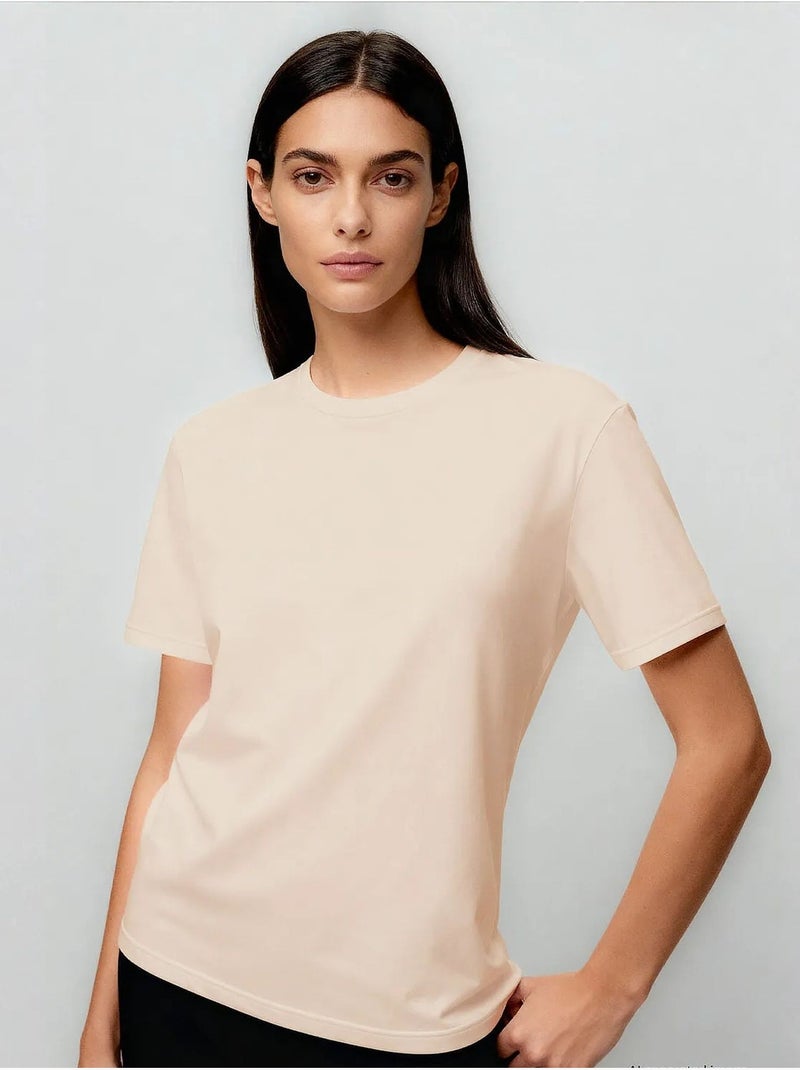 Dames t-shirt van katoen en elastaan tommy Klei-beige - Kiabi