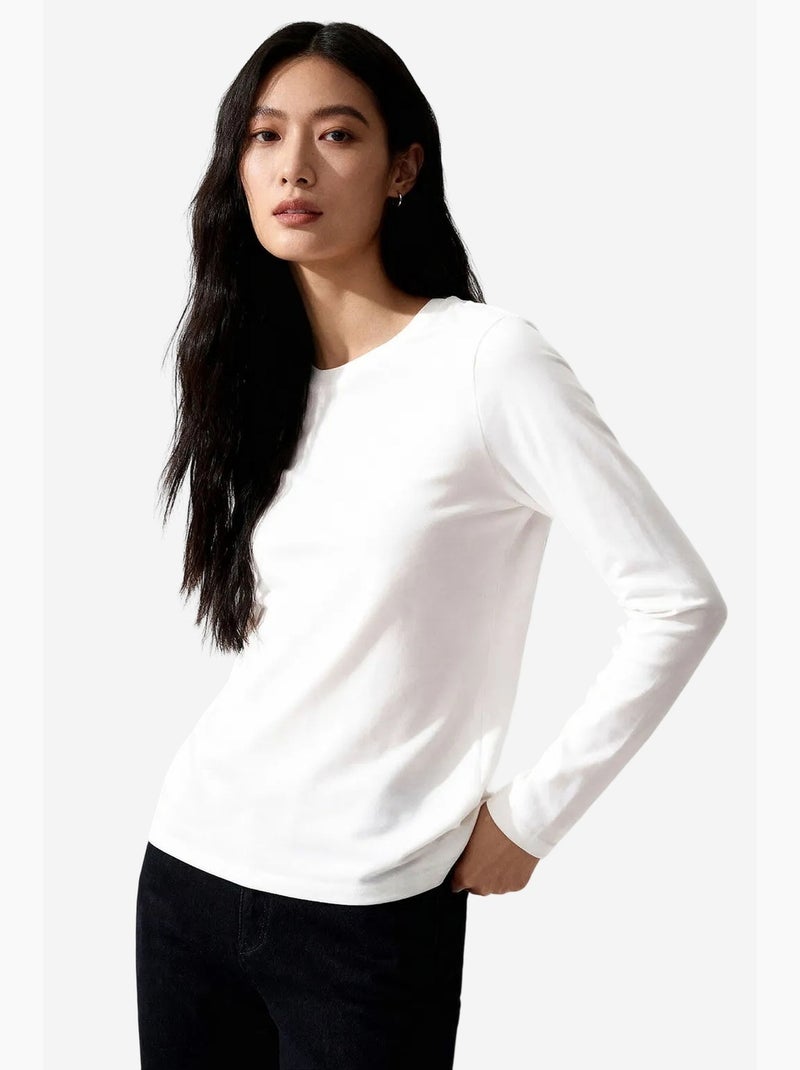 Dames t-shirt van katoen en elastaan tommy Wit - Kiabi