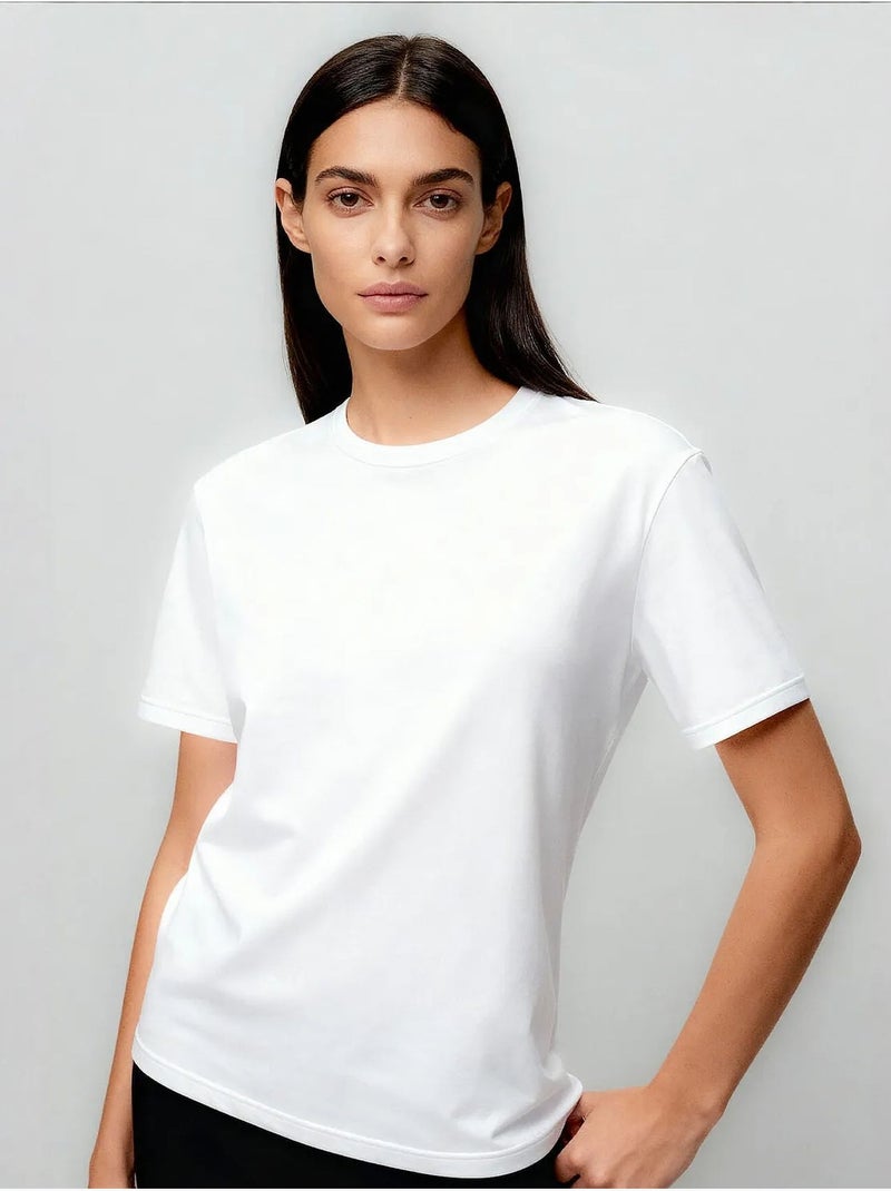 Dames t-shirt van katoen en elastaan tommy Wit - Kiabi
