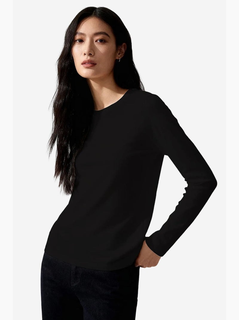 Dames t-shirt van katoen en elastaan tommy Zwart - Kiabi
