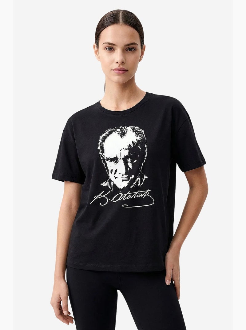 Dames t-shirt van katoen en elastaan tommy Zwart - Kiabi