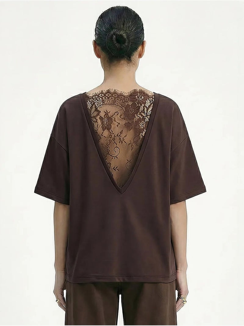 Dames t-shirt van katoen lucci Bruin - Kiabi