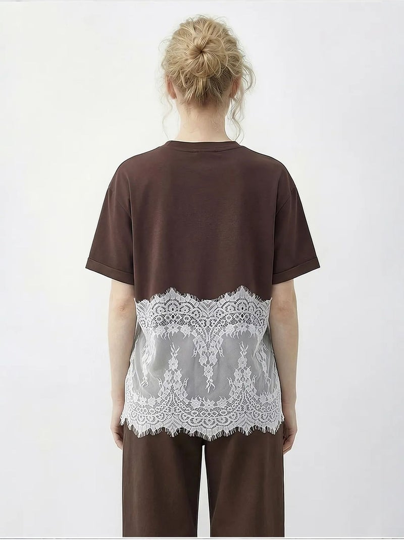 Dames t-shirt van katoen lucci Chocoladebruin - Kiabi