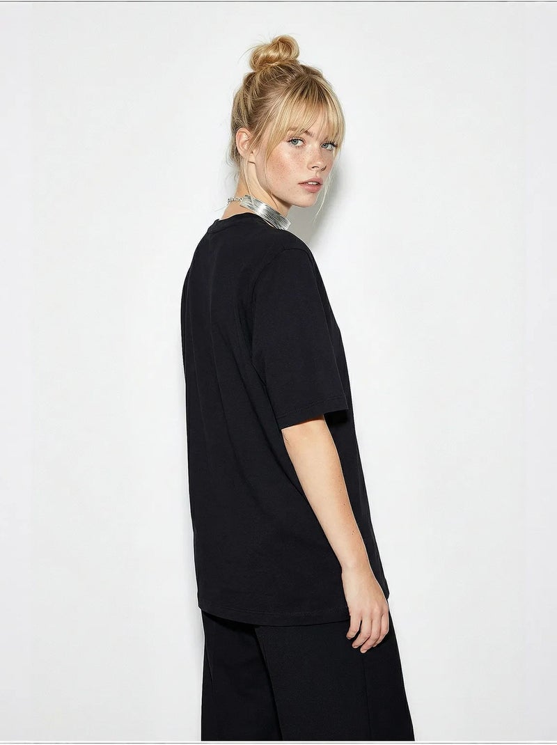 Dames t-shirt van katoen lucci Zwart - Kiabi