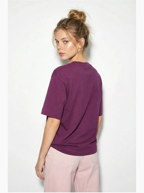 Dames t-shirt van katoen met boothals en print lucci - Kiabi