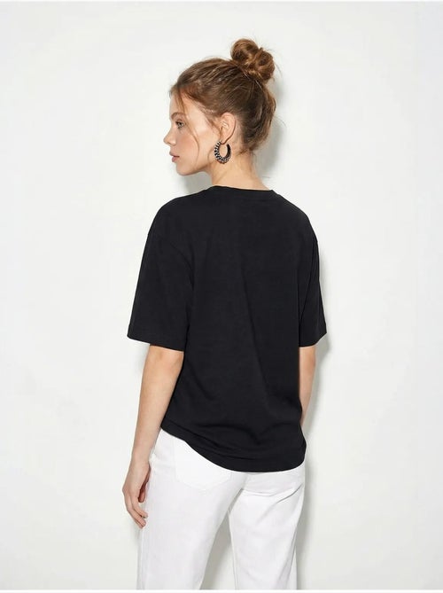 Dames t-shirt van katoen met boothals en print lucci - Kiabi