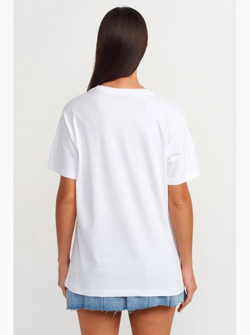 Dames t-shirt van katoen met print en ronde hals dilvin - Kiabi