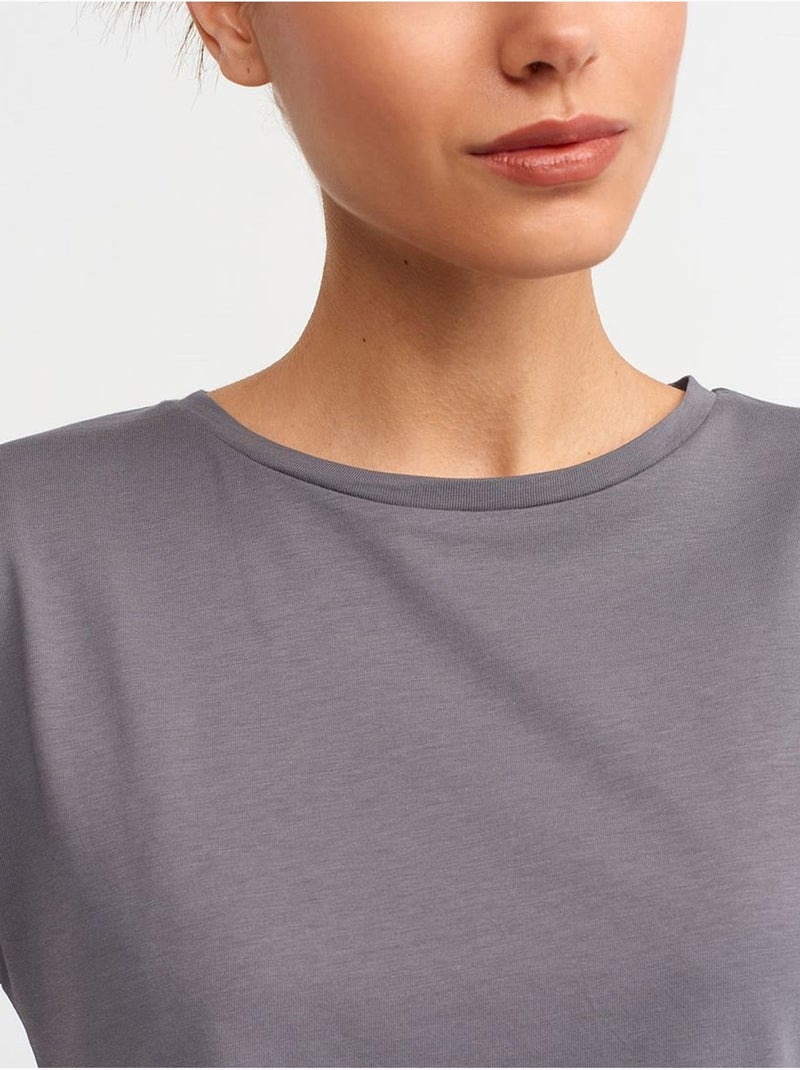 Dames t-shirt van katoen met ronde hals dilvin Grijs - Kiabi