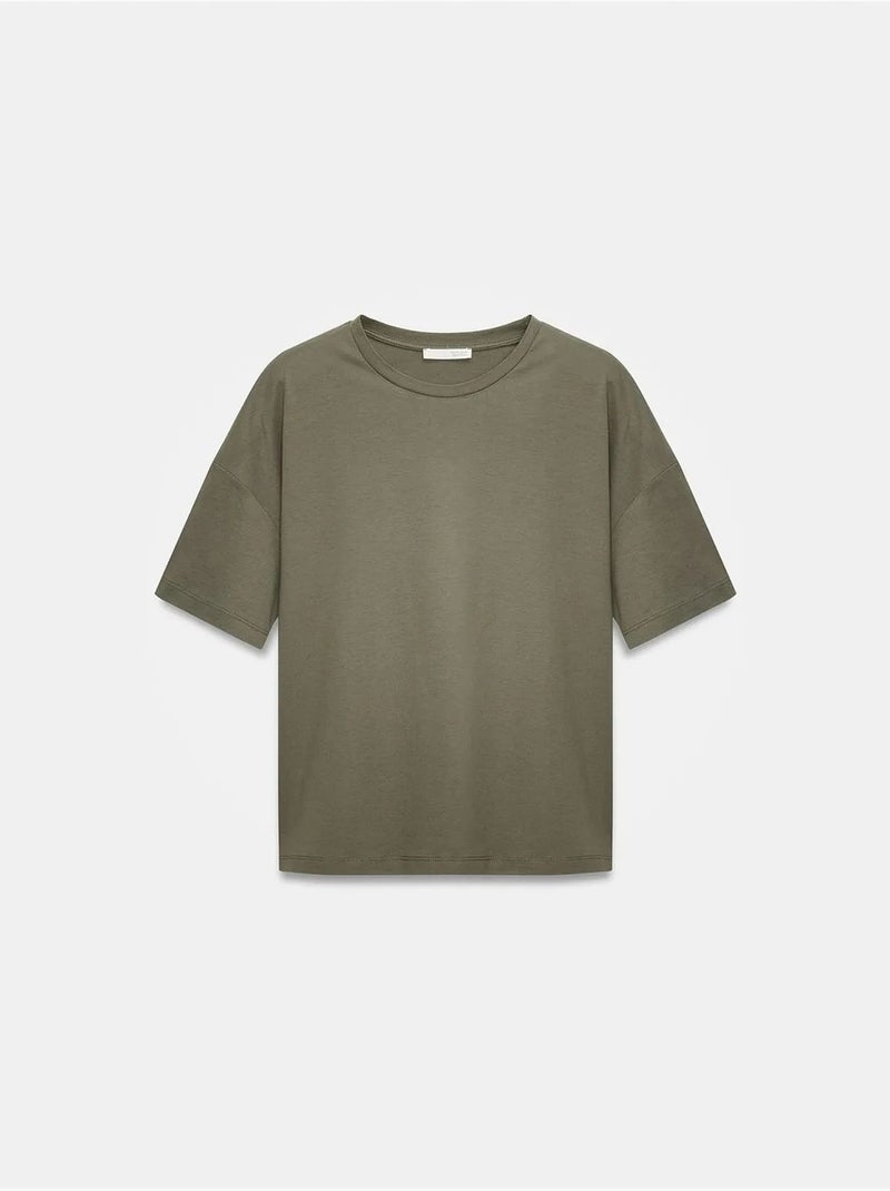 Dames t-shirt van katoen met ronde hals dilvin Kaki - Kiabi