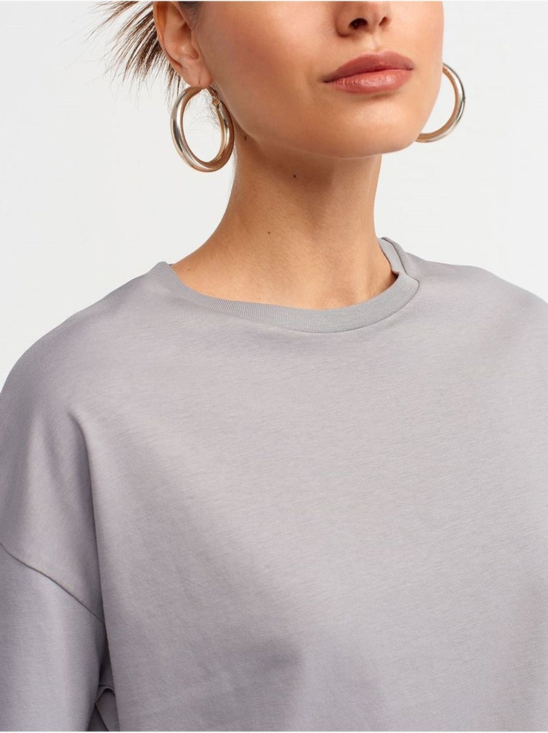 Dames t-shirt van katoen met ronde hals dilvin Lichtgrijs - Kiabi