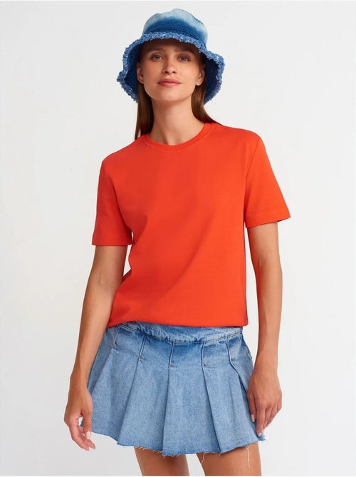 Dames t-shirt van katoen met ronde hals dilvin - Kiabi
